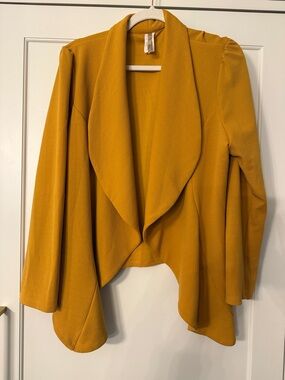 MOA USA Mustard Draped Open Front Cardigan Jacket